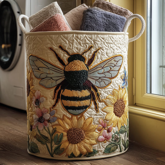 Bee Blossom Quilted Laundry Basket NCU0TH2994