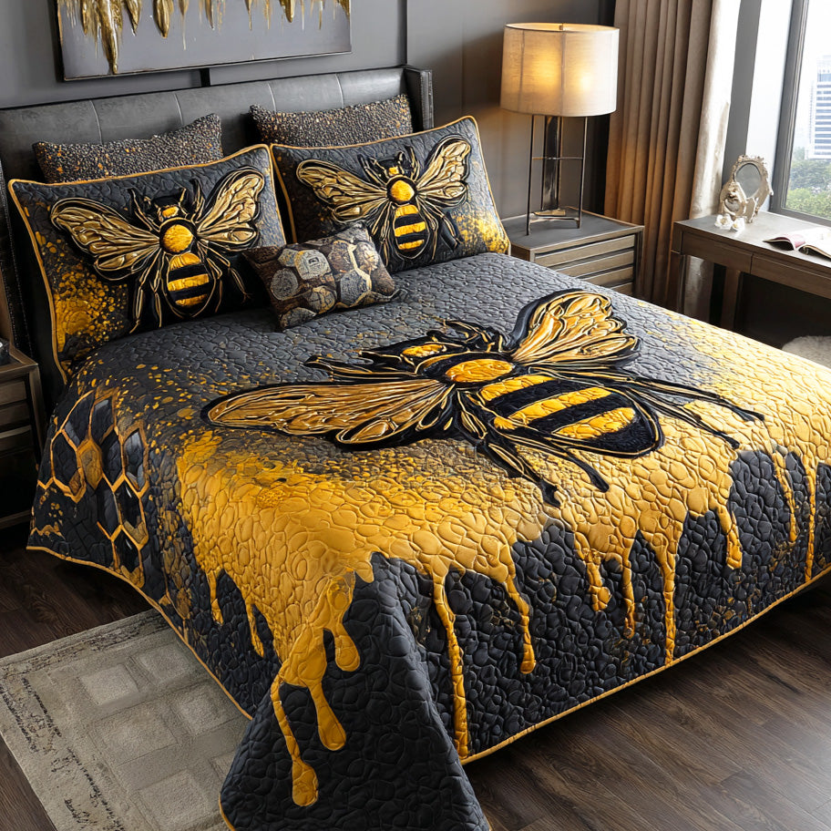 Bee Harmony 3-Piece Quilted Bedding Set NCU0NTD627