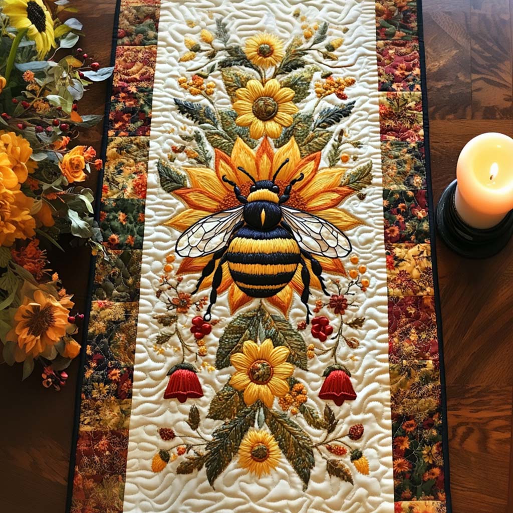 Bee Harmony Quilted Table Runner NCU0NNT1863