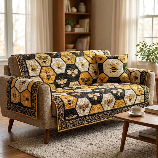 Bee Yuletide Cheer Quilted Sofa Cover NCU0HNH1166