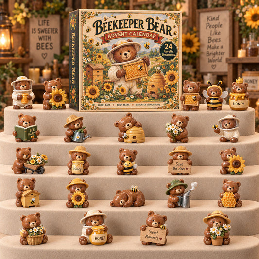 CHRISTMAS KICKOFF 40% OFF - Beekeeper Bear Advent Calendar 2026 - 24-Day Festive Countdown, Acrylic Charms Blind Box - Gift For Beekeeper Lovers AC0TM332