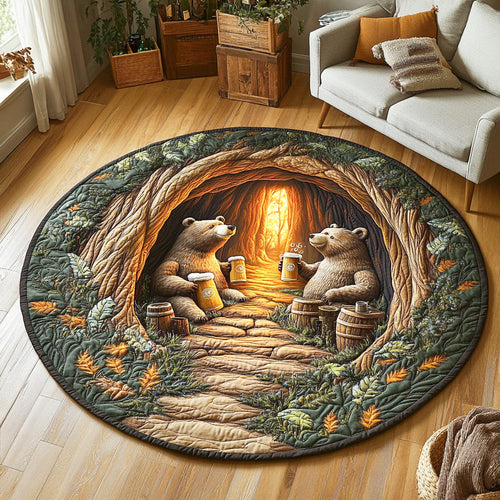 Beer Time Bear Quilted Round Mat NCU0NTD608