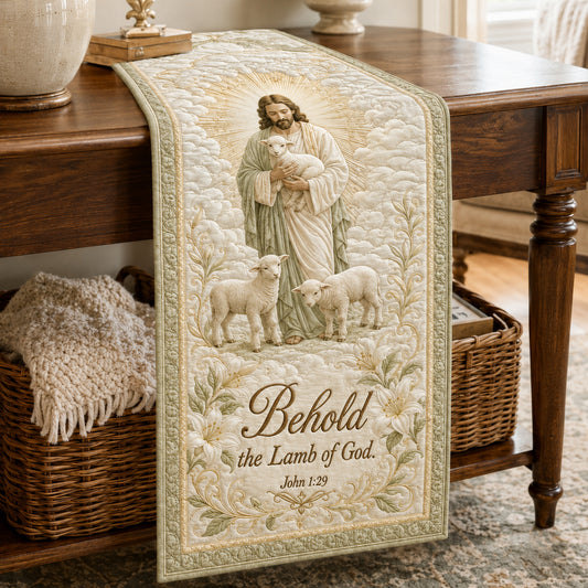 Behold the Lamb of God Quilted Table Runner NCU0DV2296