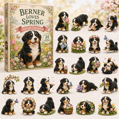 CHRISTMAS KICKOFF 40% OFF - Berner Loves Spring Advent Calendar 2026 - 24-Day Festive Countdown, Acrylic Charms Blind Box - Gift For Bernese Lovers AC0TM172