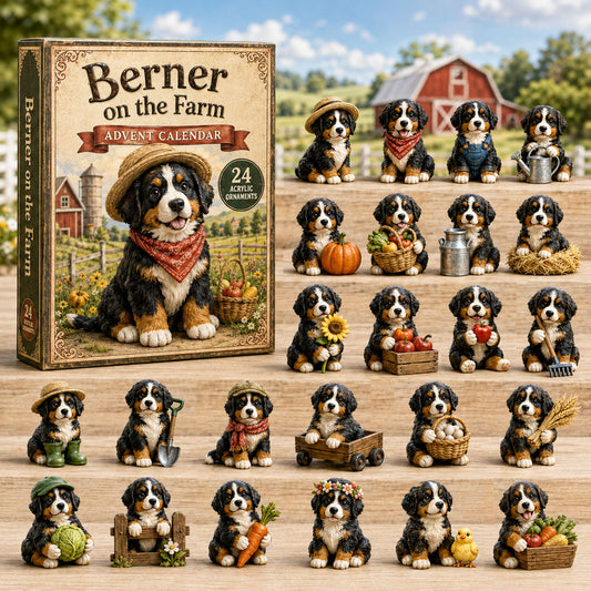 CHRISMAST KICKOFF 40% OFF - Berner On The Farm Advent Calendar 2026 - 24-Day Festive Countdown, Acrylic Charms Blind Box - Gift For Bernese Mountain Dog Lovers AC0NT162