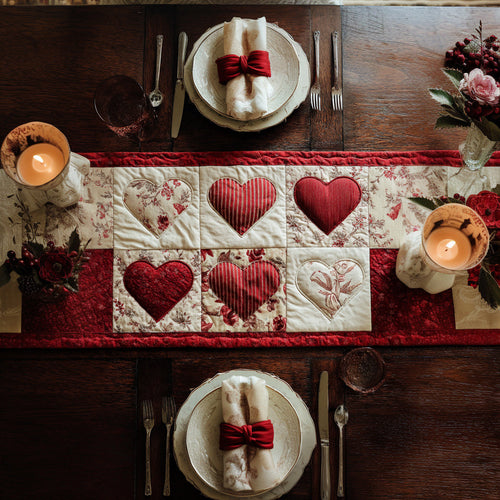Berry Valentine Bloom Quilted Table Runner NCU0HNH755