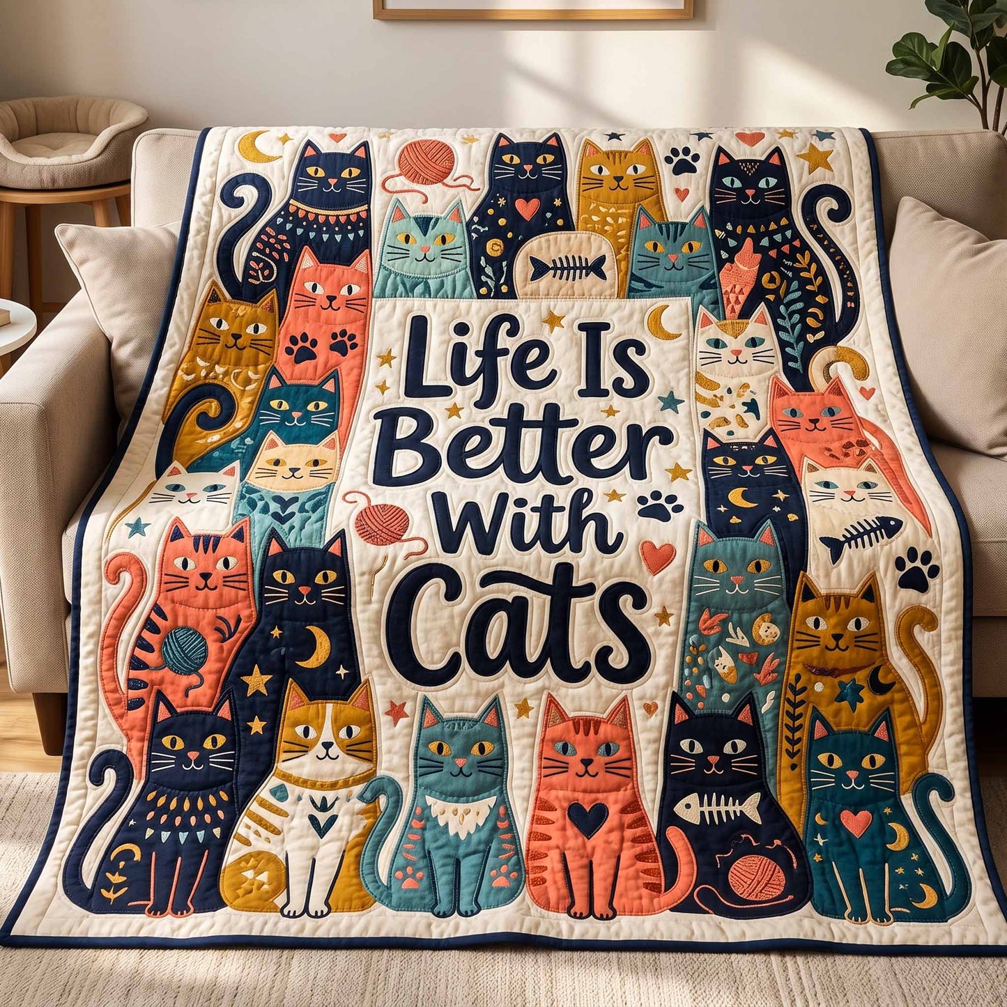 Better With Cats Quilted Blanket NCU0NXD1859