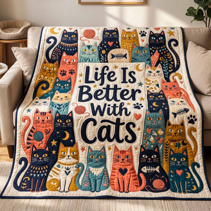 Better With Cats Quilted Blanket NCU0NXD1859