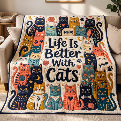 Better With Cats Quilted Blanket NCU0NXD1859