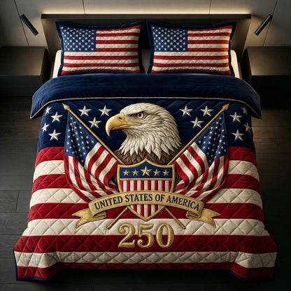 Bicentennial Eagle 3-Piece Quilted Bedding Set NCU0HNH969