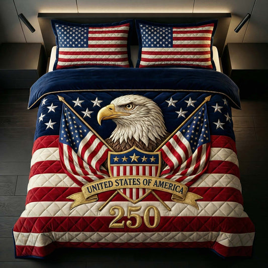 Bicentennial Eagle 3-Piece Quilted Bedding Set NCU0HNH969