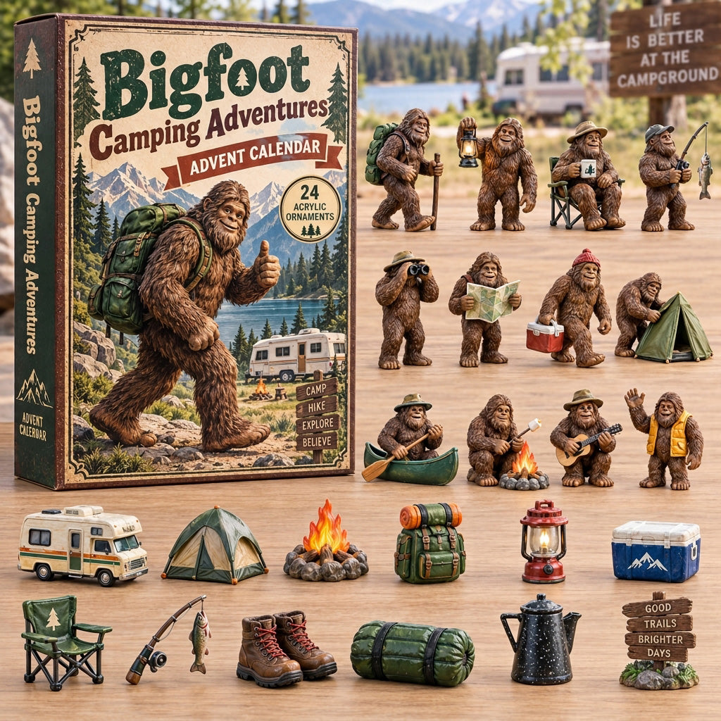 CHRISTMAS KICKOFF 40% OFF - Bigfoot Camping Advent Calendar 2026 - 24-Day Festive Countdown, Acrylic Charms Blind Box - Gift For Family and Friends AC0TV029