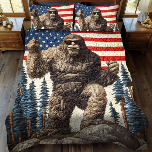 Bigfoot in the Wild 3-Piece Quilted Bedding Set NCU0PT7718