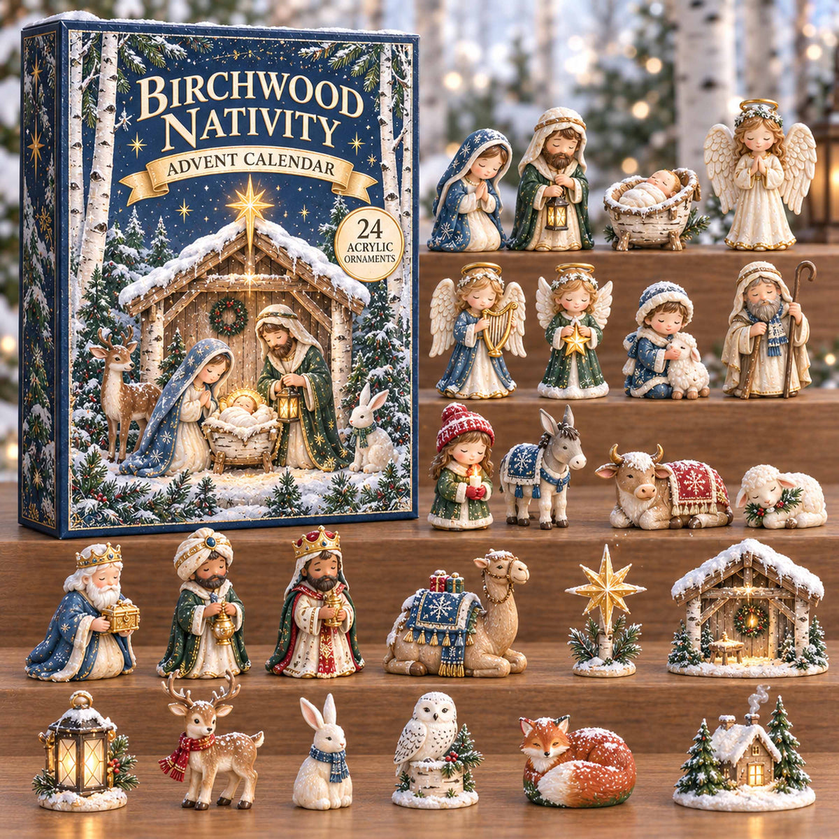 CHRISTMAS KICKOFF 40% OFF - Birchwood Nativity Advent Calendar 2026 - 24-Day Festive Countdown, Acrylic Charms Blind Box - Gift For Family NCU0NTD2220