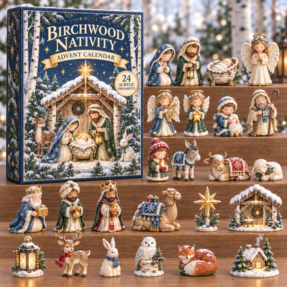 CHRISTMAS KICKOFF 40% OFF - Birchwood Nativity Advent Calendar 2026 - 24-Day Festive Countdown, Acrylic Charms Blind Box - Gift For Family NCU0NTD2220