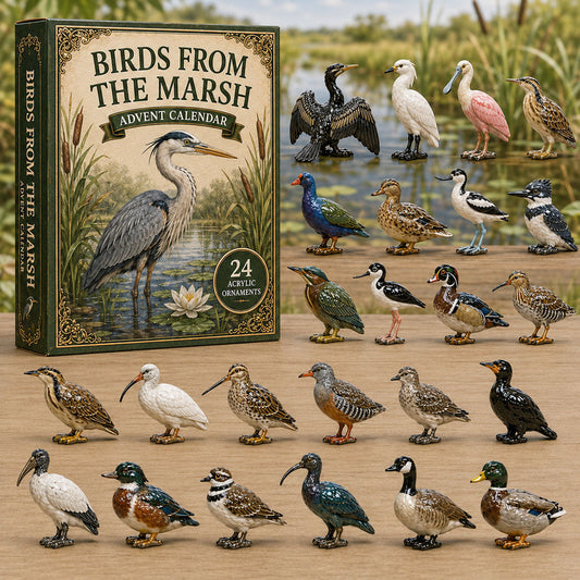 CHRISTMAS KICKOFF 40% OFF - Birds From The Marsh Advent Calendar 2026 - 24-Day Festive Countdown, Acrylic Charms Blind Box - Gift For Bird Lovers AC0TM215