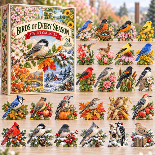 CHRISTMAS KICKOFF 40% OFF - Birds Of Every Season Advent Calendar 2026 - 24-Day Festive Countdown, Acrylic Charms Blind Box - Gift For Family and Friends AC0TD060