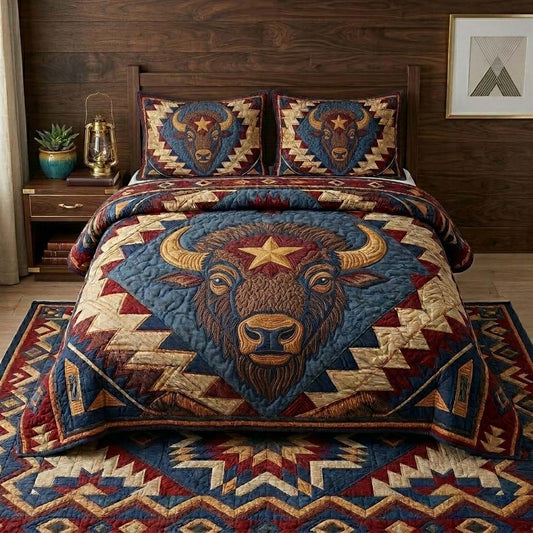 Bison Canyon Patchwork 3-Piece Quilted Bedding Set NCU0DQQ0481