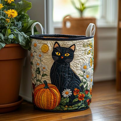 Black Cat Meadow Quilted Laundry Basket NCU0DV853