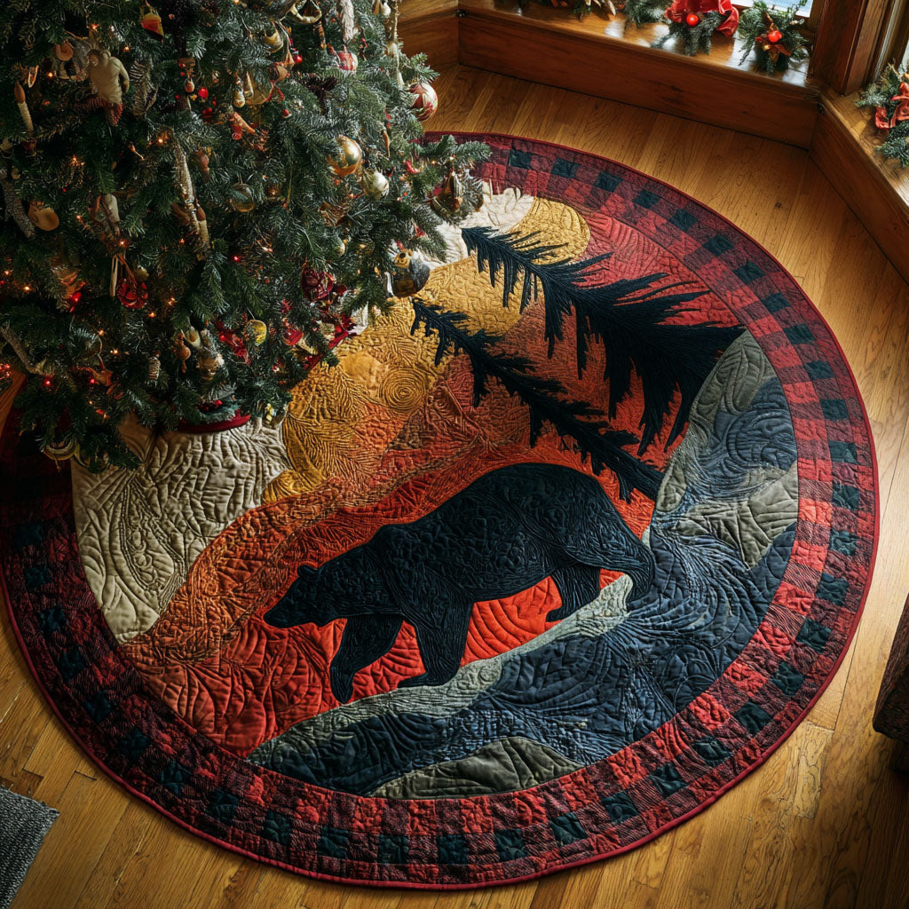 Black Bear Sunset Quilted Round Mat NCU0PTT1851