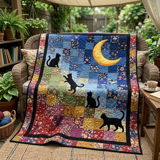 Black Cat Celestial Quilted Blanket NCU0HNH1111