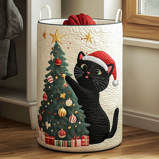 Black Cat Charm Quilted Laundry Basket NCU0DDK1132