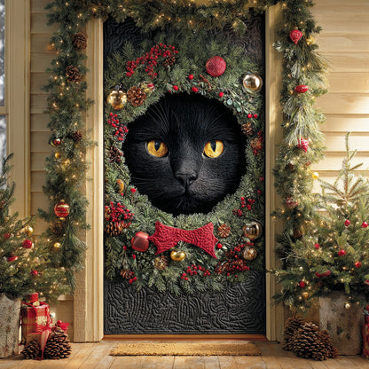 Black Cat Christmas Magic Quilted Door Cover NCU0TD1516