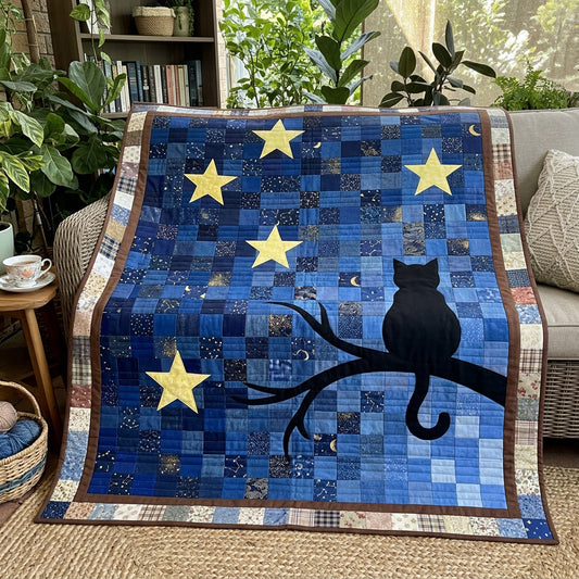 Black Cat Cosmos Quilted Blanket NCU0HNH1112