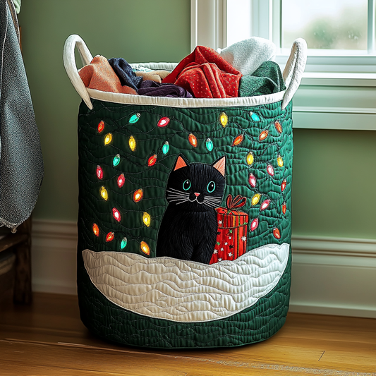 Black Cat Delight Quilted Laundry Basket NCU0DDK1136
