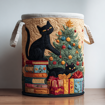Black Cat Dream Quilted Laundry Basket NCU0DDK1138