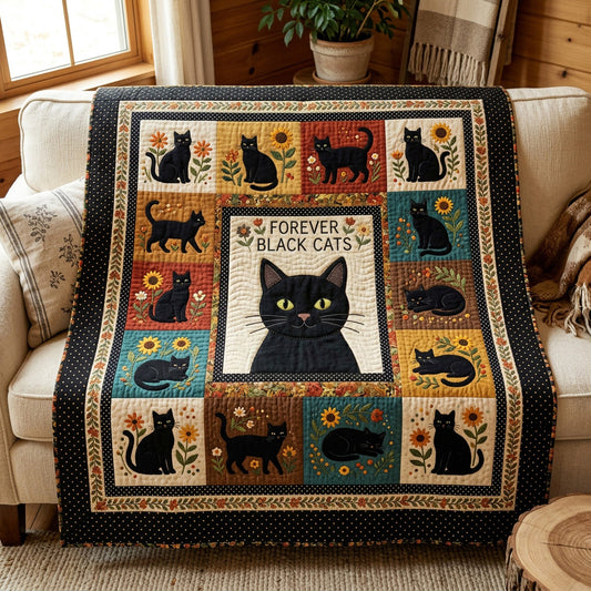 Black Cat Dynasty Quilted Blanket NCU0HNH1113