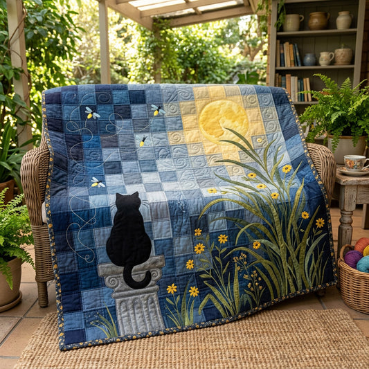 Black Cat Firefly Quilted Blanket NCU0HNH1114