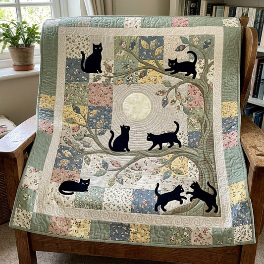Black Cat Folklore Quilted Blanket NCU0HNH1115