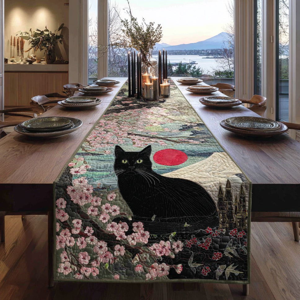 Black Cat Gaze Quilted Table Runner NCU0DV992