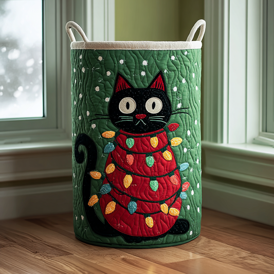 Black Cat Glow Quilted Laundry Basket NCU0DDK1137