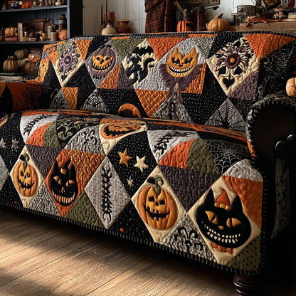 Black Cat Harvest Charm Quilted Sofa Cover NCU0PTT3275