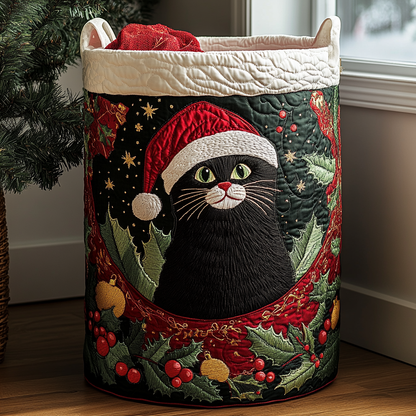 Black Cat Joy Quilted Laundry Basket NCU0DDK1133