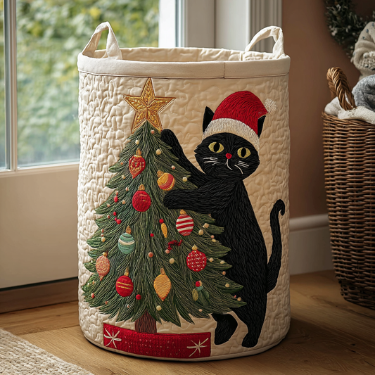 Black Cat Magic Quilted Laundry Basket NCU0DDK1134