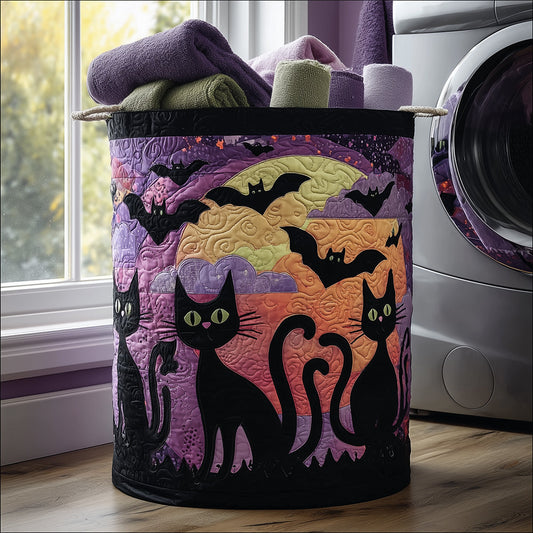 Black Cat Night Quilted Laundry Basket NCU0TH3081