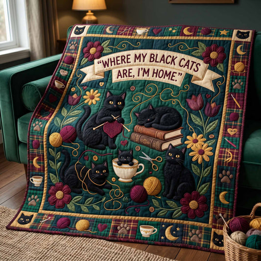 Black Cat Quilted Blanket NCU0NXD1877