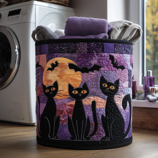 Black Cat Spell Quilted Laundry Basket NCU0TH3080