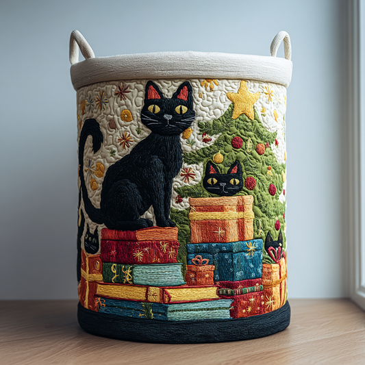 Black Cat Star Quilted Laundry Basket NCU0DDK1139