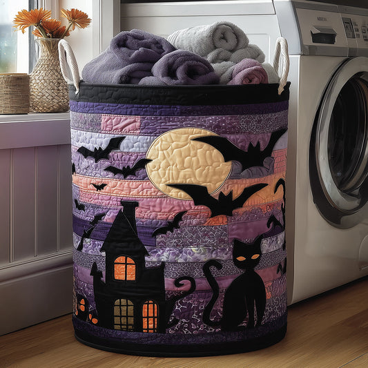 Black Cat Twilight Quilted Laundry Basket NCU0TH3083