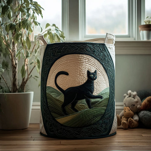 Black Cat in the Glade Quilted Laundry Basket NCU0PTT1643