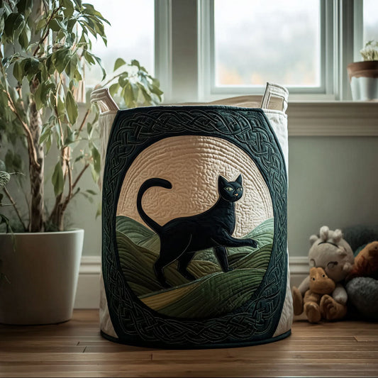 Black Cat in the Glade Quilted Laundry Basket NCU0PTT1643