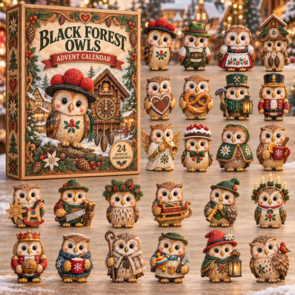 CHRISTMAS KICKOFF 40% OFF - Black Forest Owls Advent Calendar 2026 - 24-Day Festive Countdown, Acrylic Charms Blind Box - Gift For Family and Friends AC0TD020