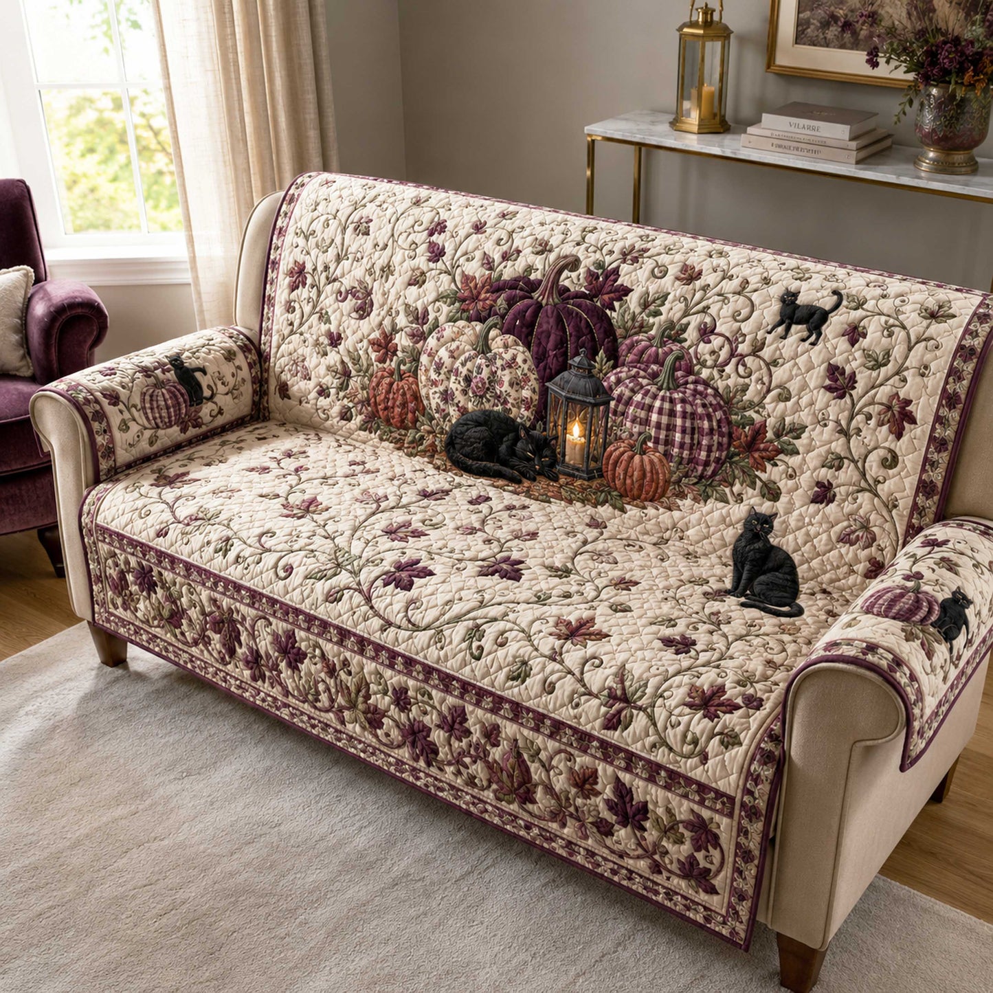 Black Harvest Quilted Sofa Cover NCU0NTD2127