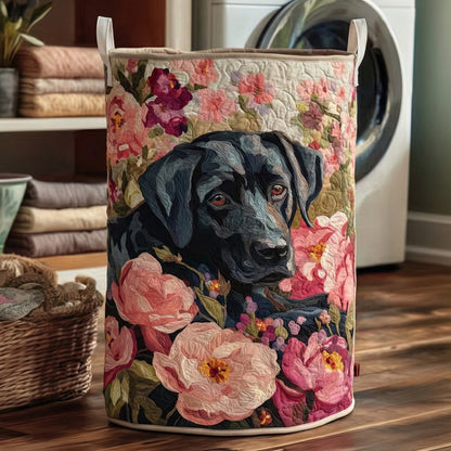 Black Labrador Rose Garden Quilted Laundry Basket NCU0LDH125