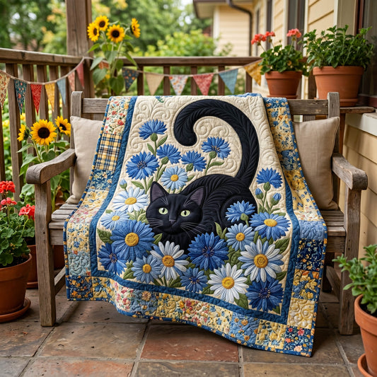 Black Petals Quilted Blanket NCU0NTD1954