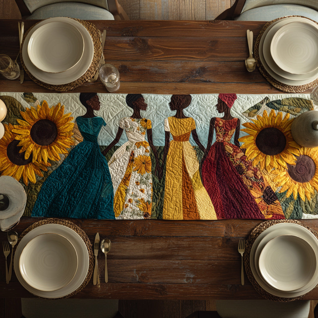 Black Woman Sunlight Field Quilted Table Runner NCU0HNH464